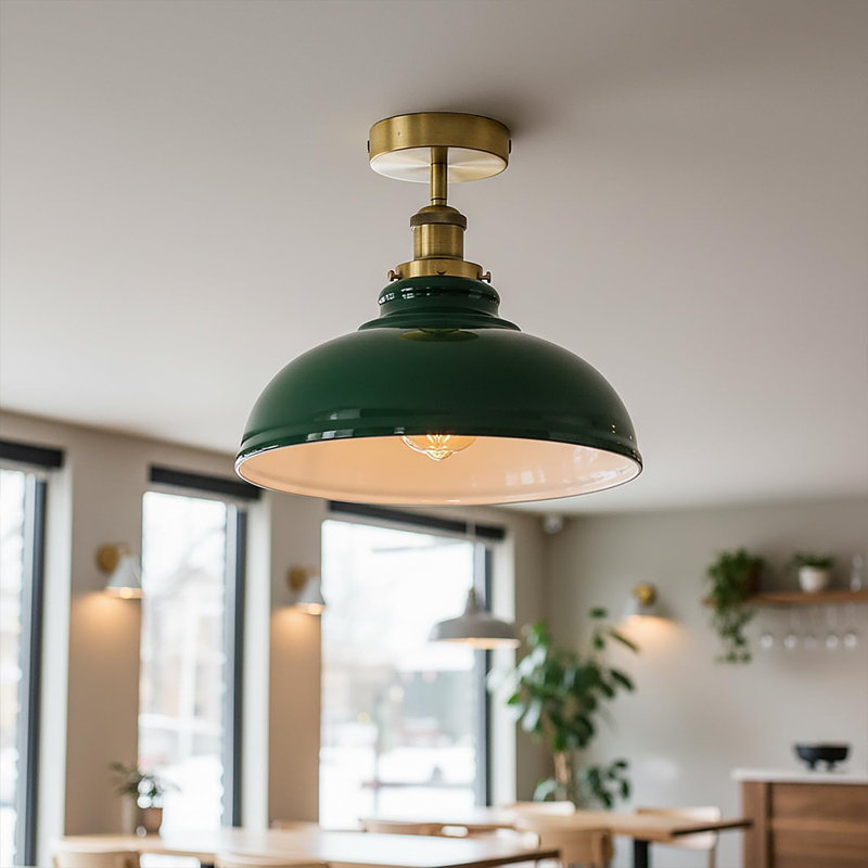 Plafonnier semi-encastré avec abat-jour en métal Curvy, Vert