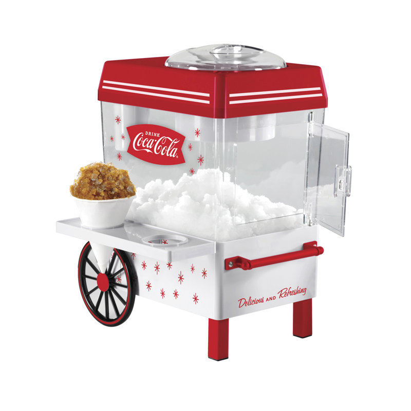 La machine à cornet de comptoir Nostalgia Coca-Cola fait 20 gâteries glacées, comprend 2 tasses en plastique réutilisables et une pelle à glace