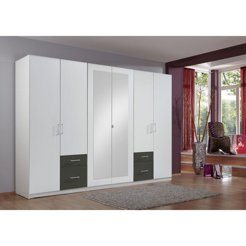 Shakuntala 6 Door Manufactured Wood Wardrobe, White/Graphite