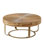 Modern Round Carved Wooden Coffee Table with Metal Legs for Living Room, Office, and Reception Areas