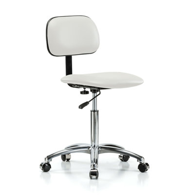 PERCH Chrome Lab Chair with Adjustable Backrest | Medium Bench Height 20-27"
