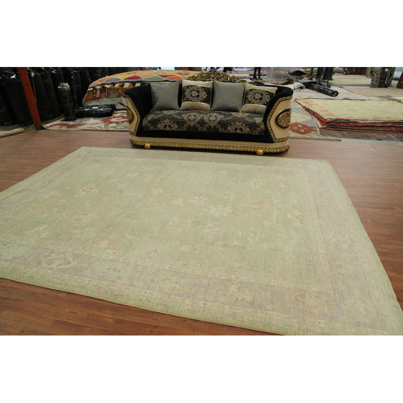 Tapis turc transitionnel vert Oushak 9x12