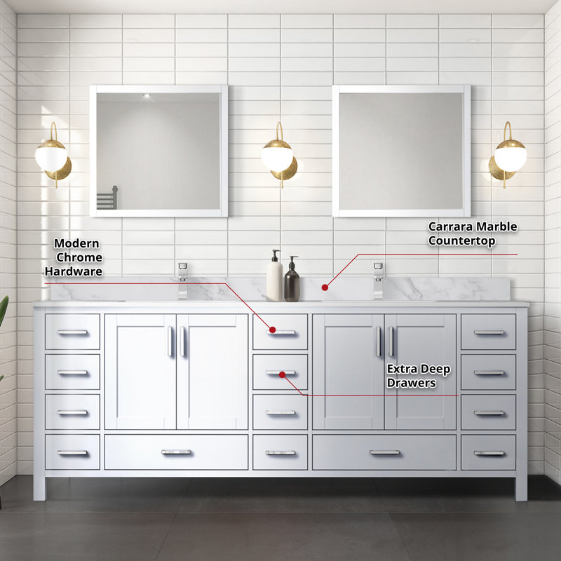 Jacques 84" White Double Freestanding Vanity Cabinet