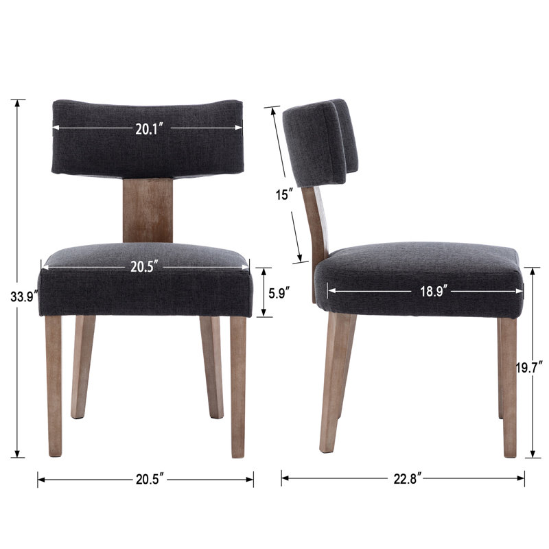 Ensemble de table de salle à manger 6 pièces en bois massif rustique avec chaise et banc, Gris anthracite