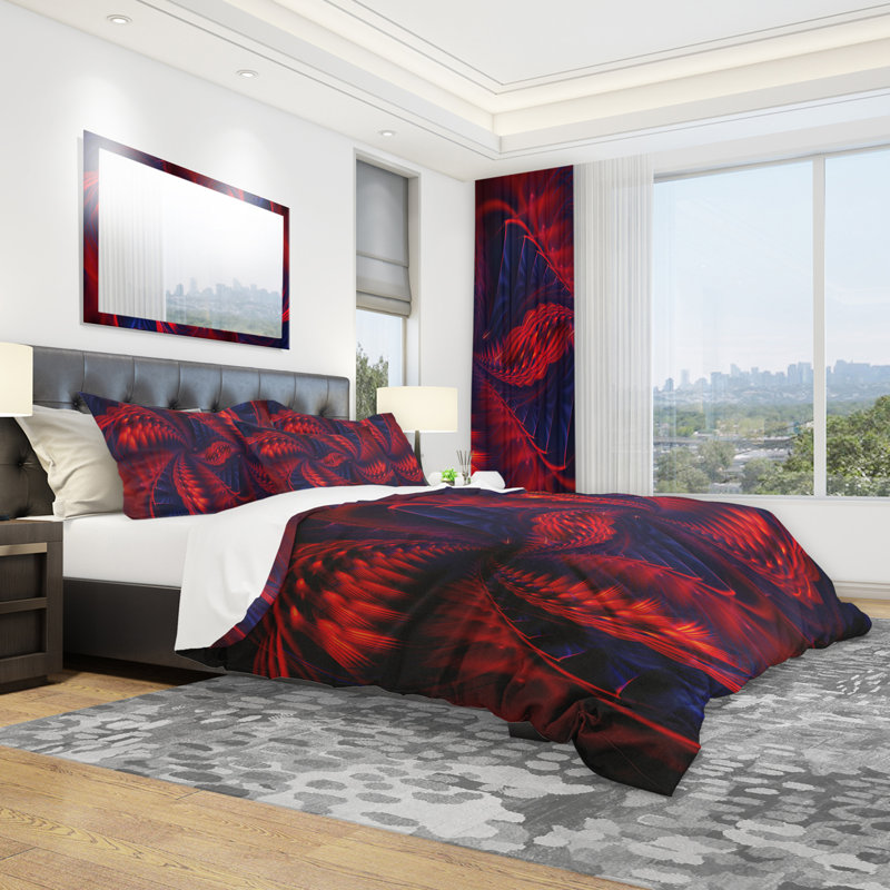 Ensemble de housse de couette en microfibre mauve moderne et contemporaine, Rouge