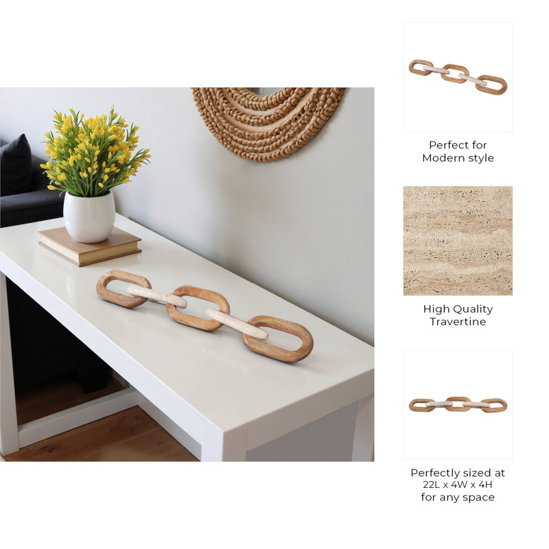 Sagebrook Home 22X4 5-Link Marble Chain, Tan