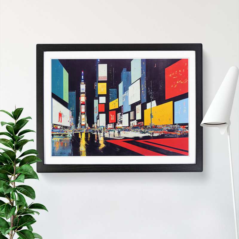 New York Times Square Art Vol.1 1 Piece Single Picture Frame Wall Art, 46cm H x 64cm W, Black