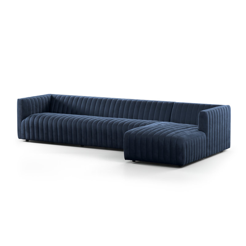 Augustine Chaise Sectional, 26" H X 105" W X 64" D, Orly Natural Velvet, Right Hand Facing
