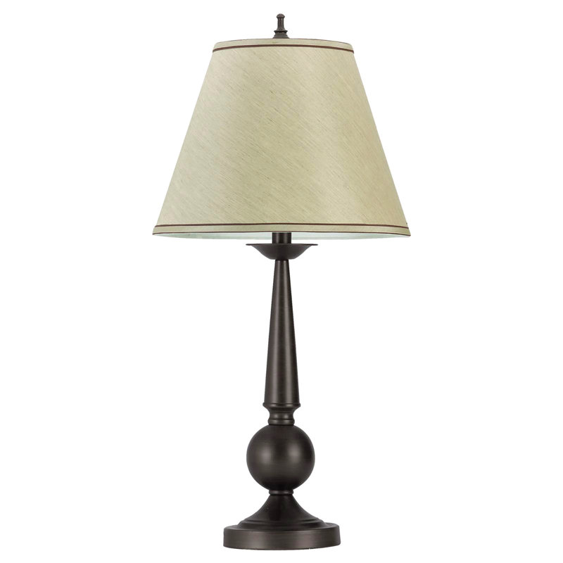 Ensemble de 2 lampes de table bronze et beige avec abat-jour conique
