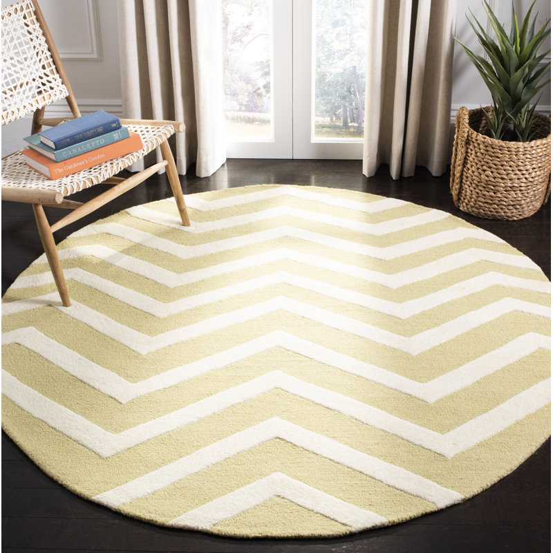 Sanyla Hand Tufted Wool Chevron Rug, Round 6'