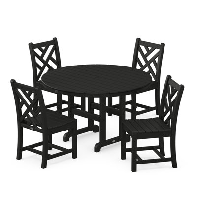 Chippendale 5-Piece Round Farmhouse Side Chair Dining Set by POLYWOOD