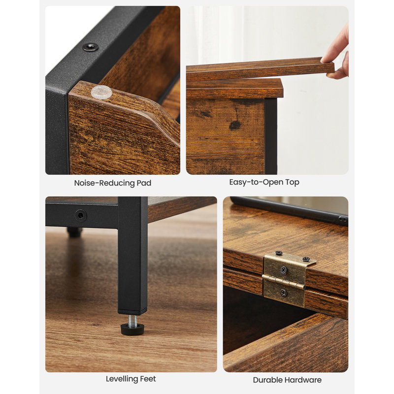 Apaui End Table with Built-In Outlets, Brown/Black