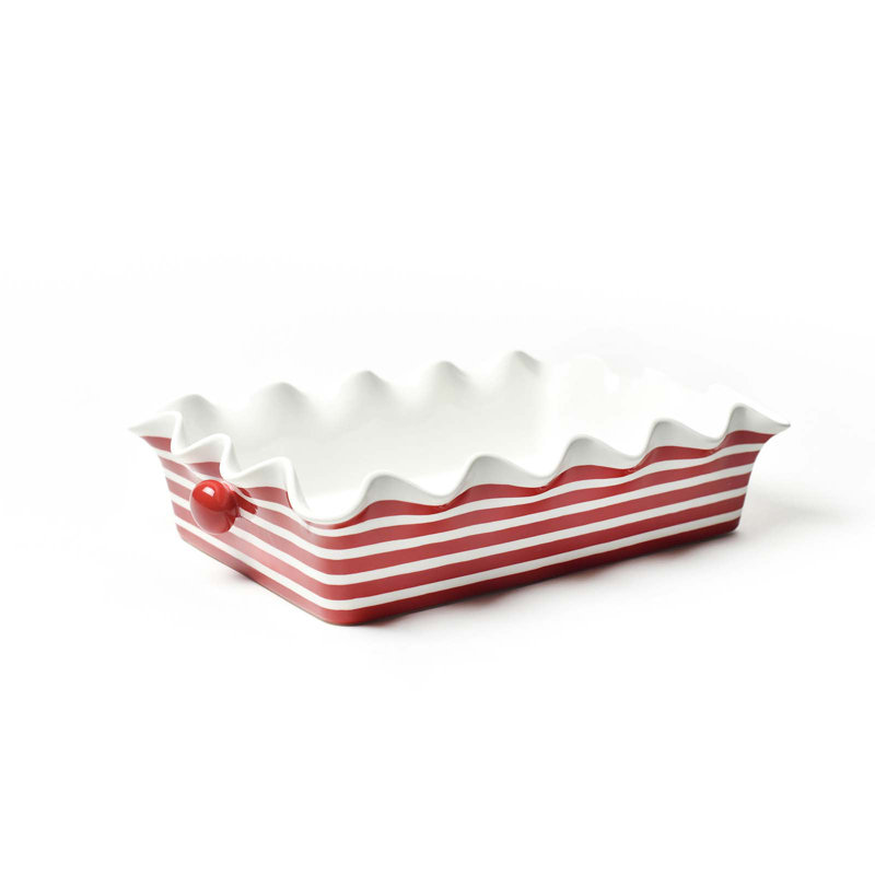Stripe Ruffle 14 Casserole Red