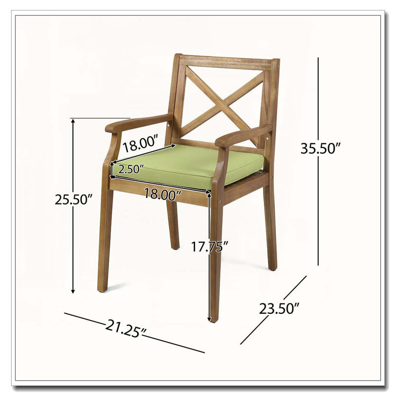 Fauteuil d'extérieur en bois d'acacia pour la cour, la piscine et le jardin, Vert