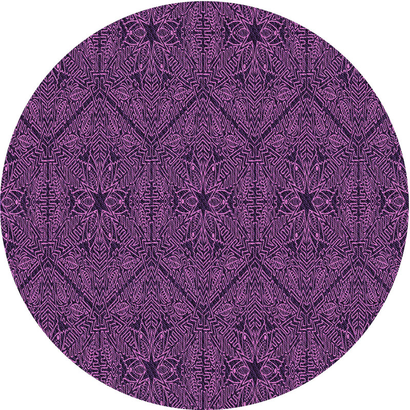 Tapis 100% mauve lavable à la machine 2989, Rond 8 pi