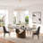 Emaline 6 - Person Faux Marble Top Pedestal Dining Set-119323584