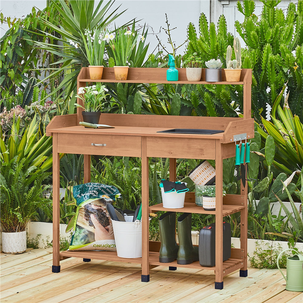 Potting Bench Table with Removable Sink