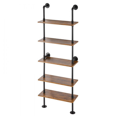 Industrial Pipe Shelf 5 Tier 24x9.84in Wall-Mount for Kitchen Bedroom