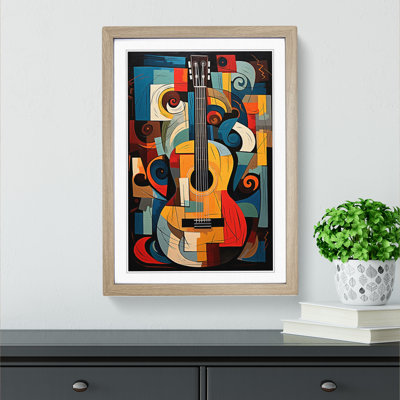 XYZ-FRM-V1223-1750 Acoustic Guitar Dadaism - Single Picture Frame Print on Wood