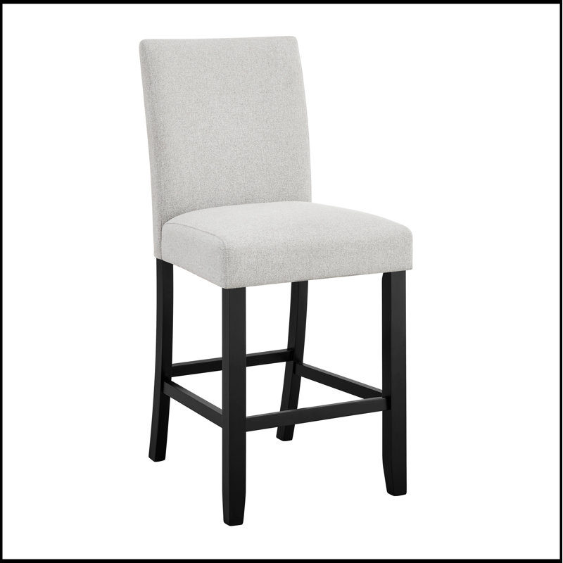 Ensemble de chaises de salle à manger à hauteur de comptoir en tissu transitionnel 2 pièces, noir et gris, confortable et durable