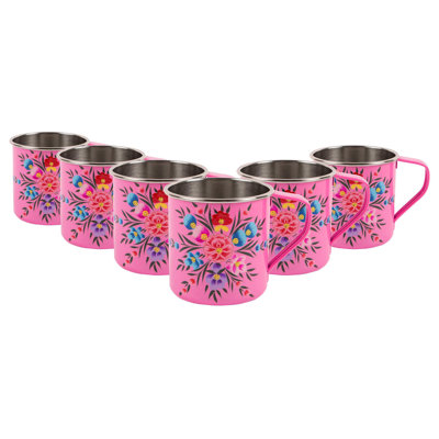 Buttercup Pansy 450Ml Stainless Steel Camping Mugs - Pack Of 6 - By BillyCan