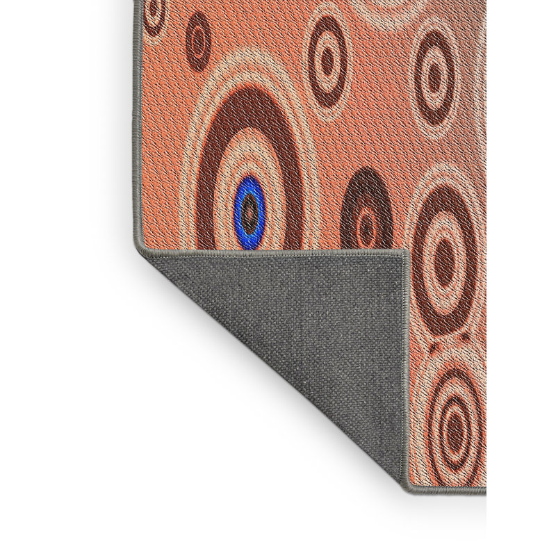 Tapis bleu/orange tissé à la machine, Rectangle 7 pi x 10 pi