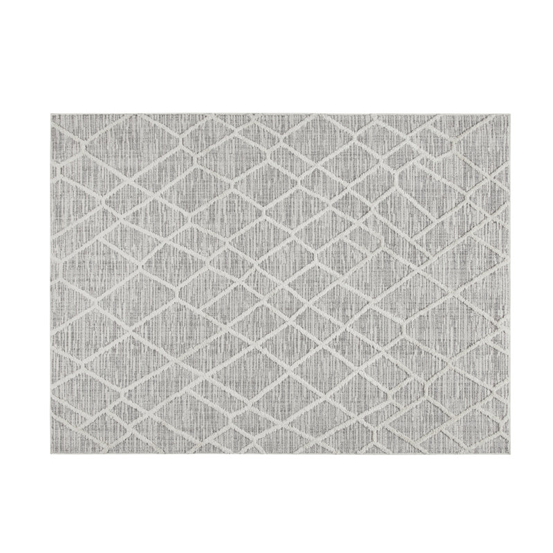 Tapis géométrique gris / crème Euan, Rectangle de 5 pi x 7 pi
