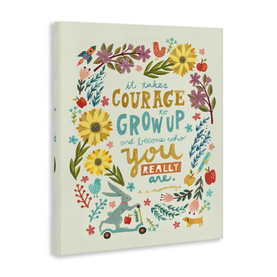 Art mural sur toile «Takes Courage Inspiring Florals» par Irene Chan