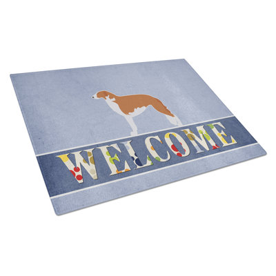 Caroline's Treasures Welcome Dog Glass Borzoi Russian Greyhound Cutting Board