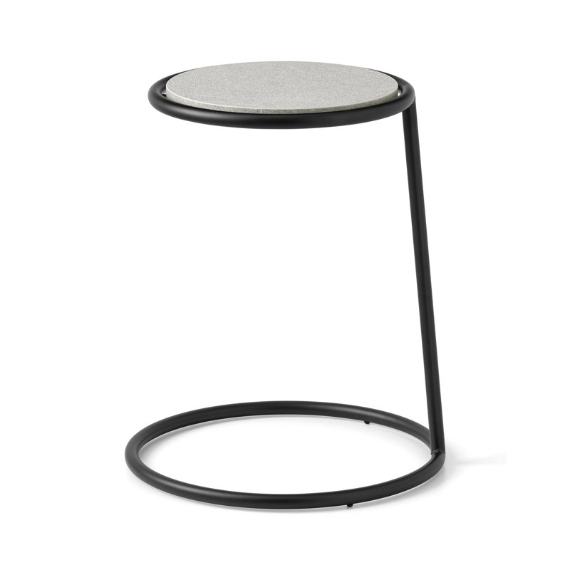 Kangoo Round End Table with Wooden Top, Matt Black, 21.13" H x 17.63" W x 17.63" D