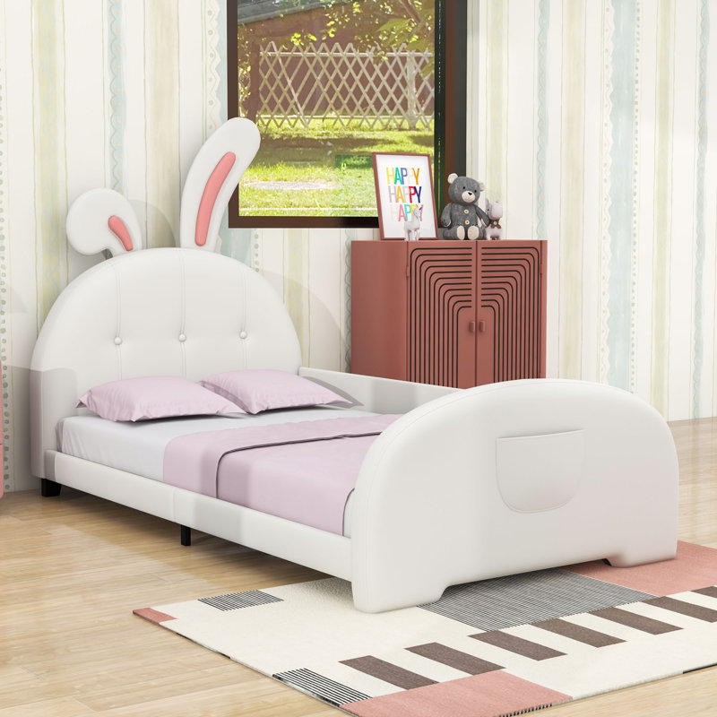 Lit plateforme en cuir Axeton, Blanc