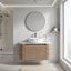 Meuble-lavabo mural de 76 cm (30 pouces) avec lavabo rond à rayures blanc Carrara et tiroir de rangement-837719040-837719041-837719042