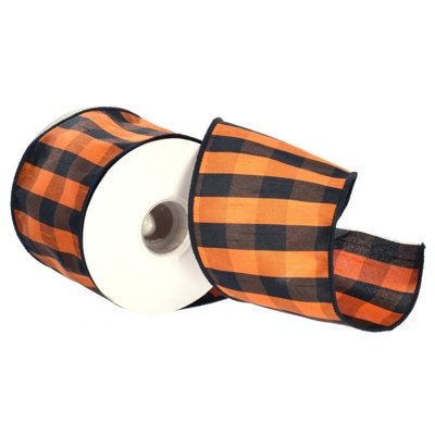  4" Orange Aspen Checks Ribbon.