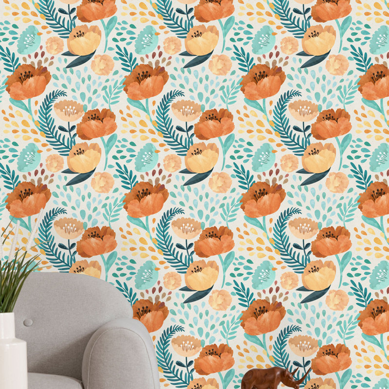 Rouleau de papier peint adhésif Avonlea Poppy, L 16,67 po x l 25 po
