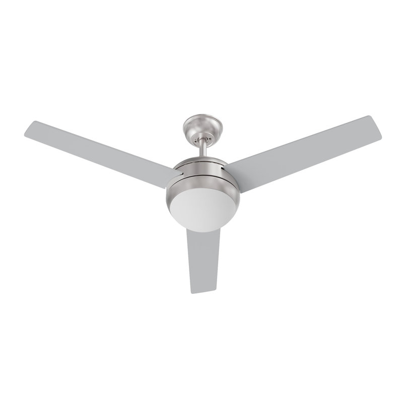 Davis - 52'' 3 Blade LED Ceiling Fan - Silver Finish, Silver, Satin Nickel