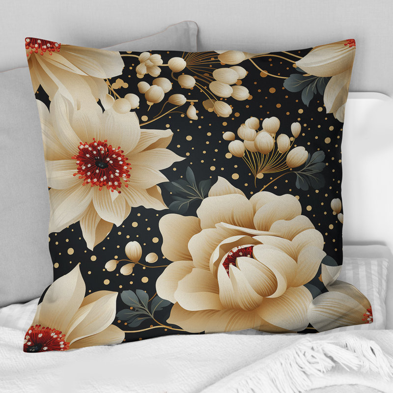 Victorian Elegance Motif à pois II - Coussin décoratif à pois, H 18 po x l 18 po