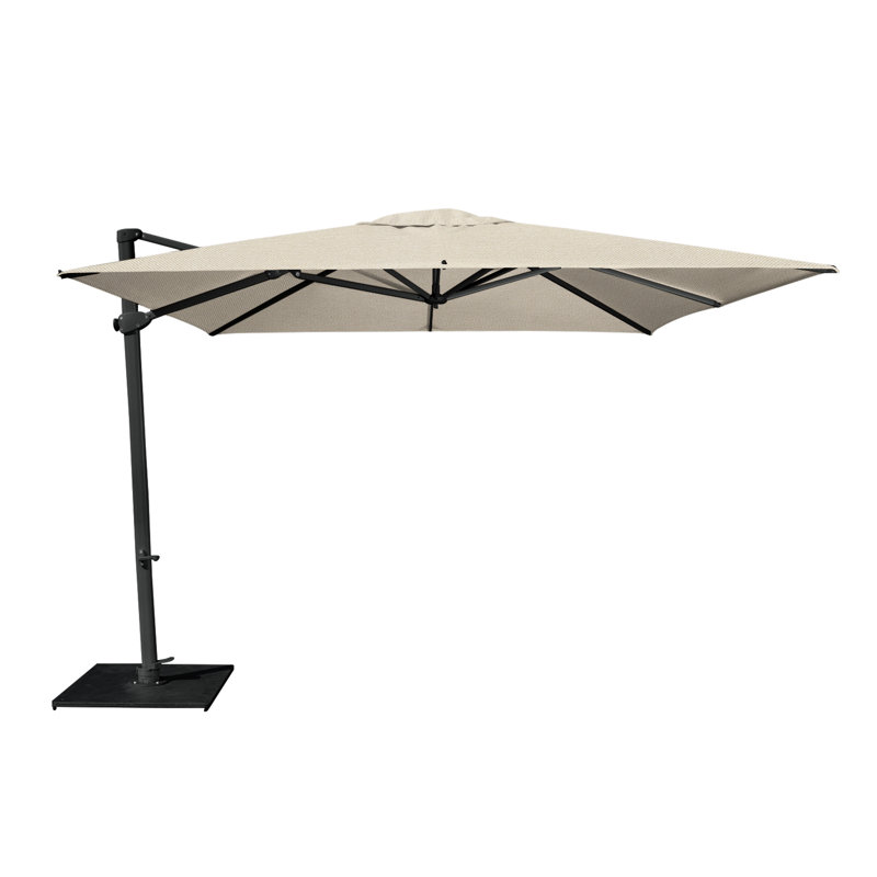 Pavone 10' Square Cantilever Umbrella (Grip Handle), Canvas Canvas Sunbrella® Canvas, Double Stack Plate - Medium, Black