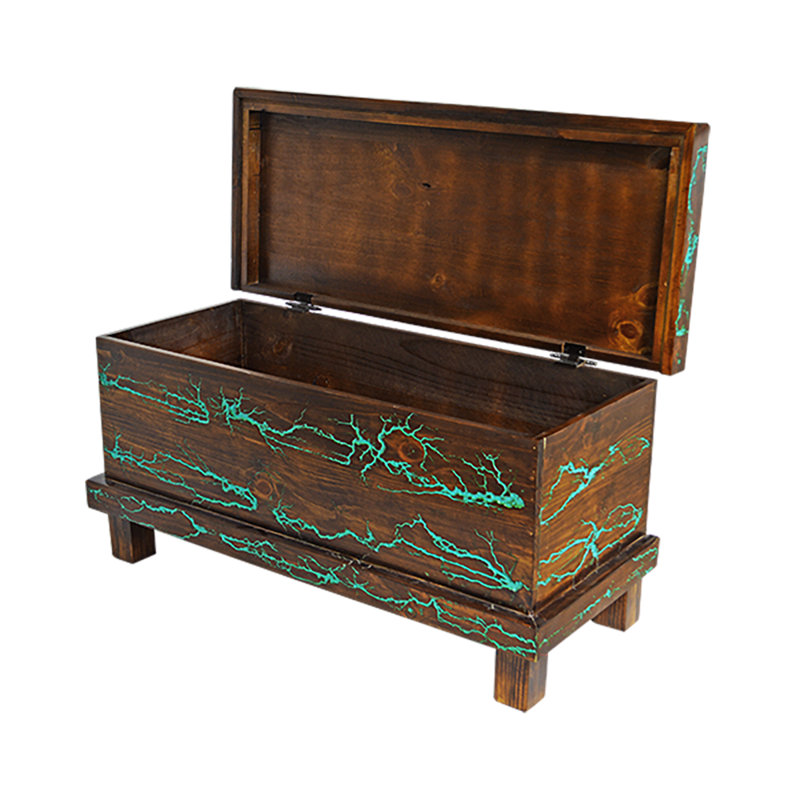 Coffre en bois récupéré avec turquoise Zluis