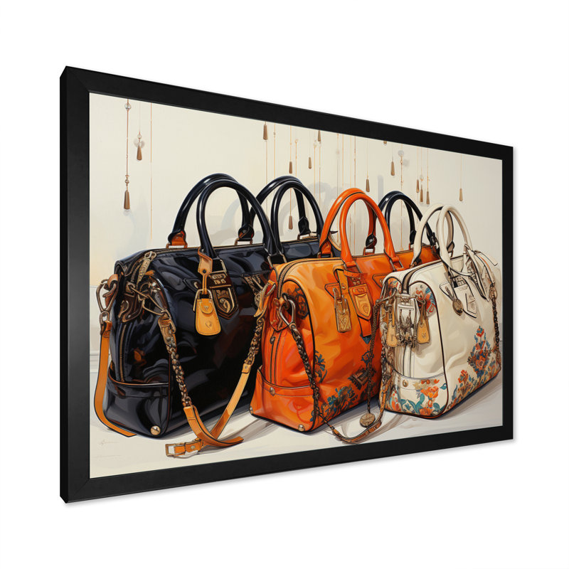 Minimalisme mode sac Envy I - mode art mural salon, H 12 po x l 20 po x P 1 po, Cadre simple noir