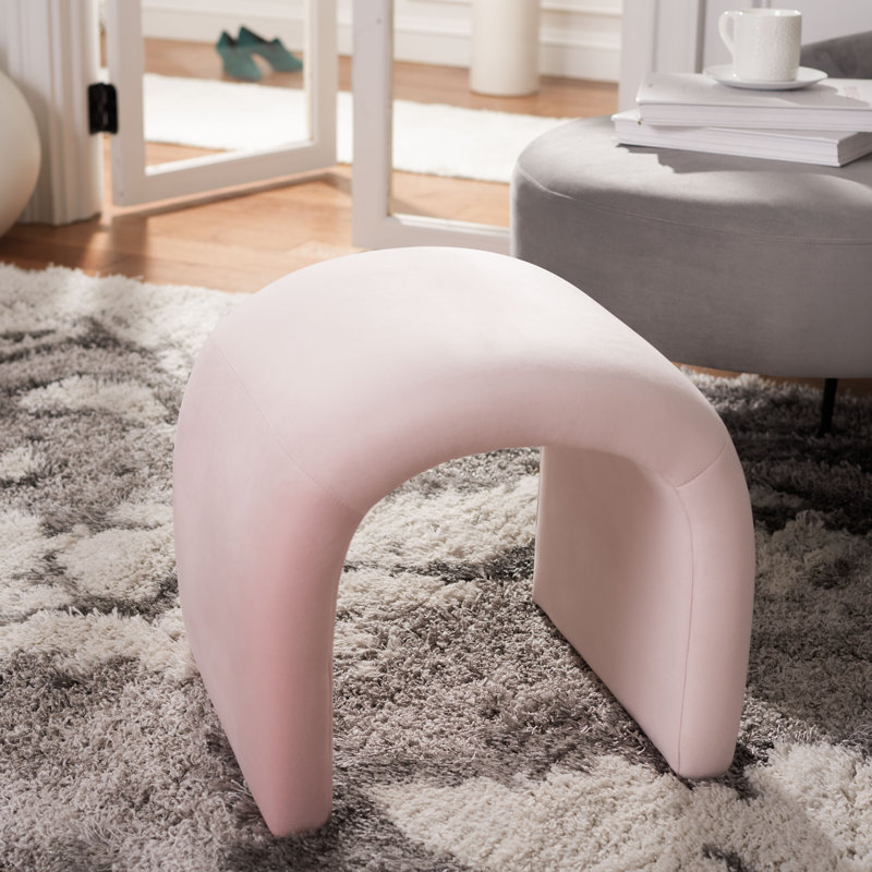 Andeana Upholstered Ottoman, Light Pink Velvet