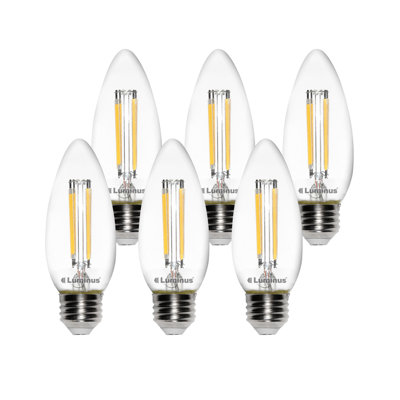Ampoule DEL Luminus B10, culot E26, 60 W, 15 000 heures, intensité variable, paquet de 6