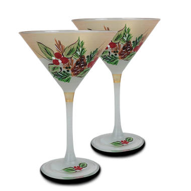 Hand Painted Christmas Martini Glasses (Set of 2)