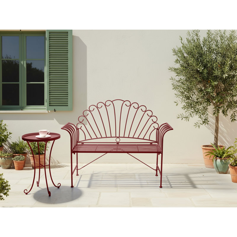 Bistro Set CAVINIA Metal Green, Burgundy