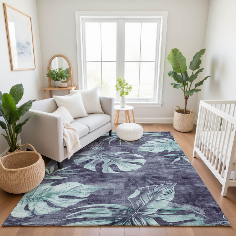 Premium Machine Washable Fairwood AMF1887 Floral Rug, Rectangle 3' x 5'