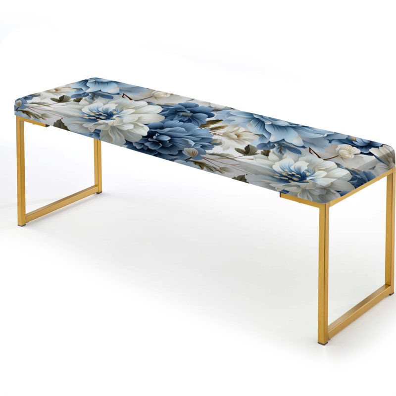 Banc rembourré or, Floral Blue And White Victorian Pattern II