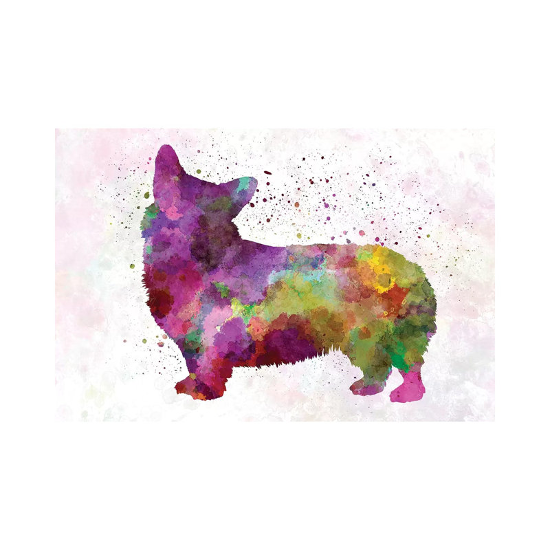 Welsh Corgi Cardigan In Watercolour by Paul Rommer - Wrapped Canvas Painting, 66.04 cm H x 45.72 cm W