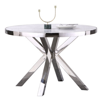 Maiti Round with Stainless Steel Base Dining Table