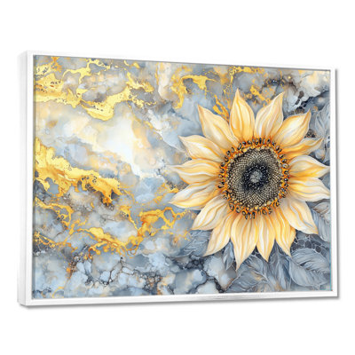 Décoration murale étincelante d'un tournesol sur agate II - Tournesol