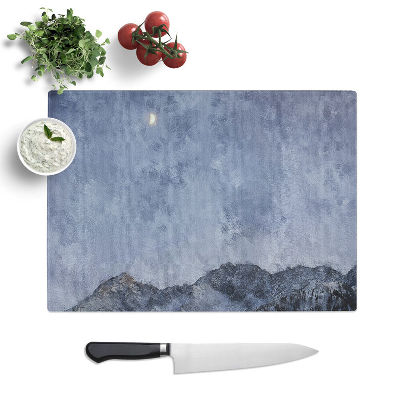 Tempered Glass Half a Moon Chopping Board, 20 cm x 28.5 cm