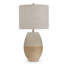 Lampe de table Jaya, abat-jour cylindrique rigide, base crème et beige, 28 po
